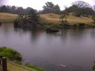 View across the spring fed lake at the Suizenji Jojuen Garden