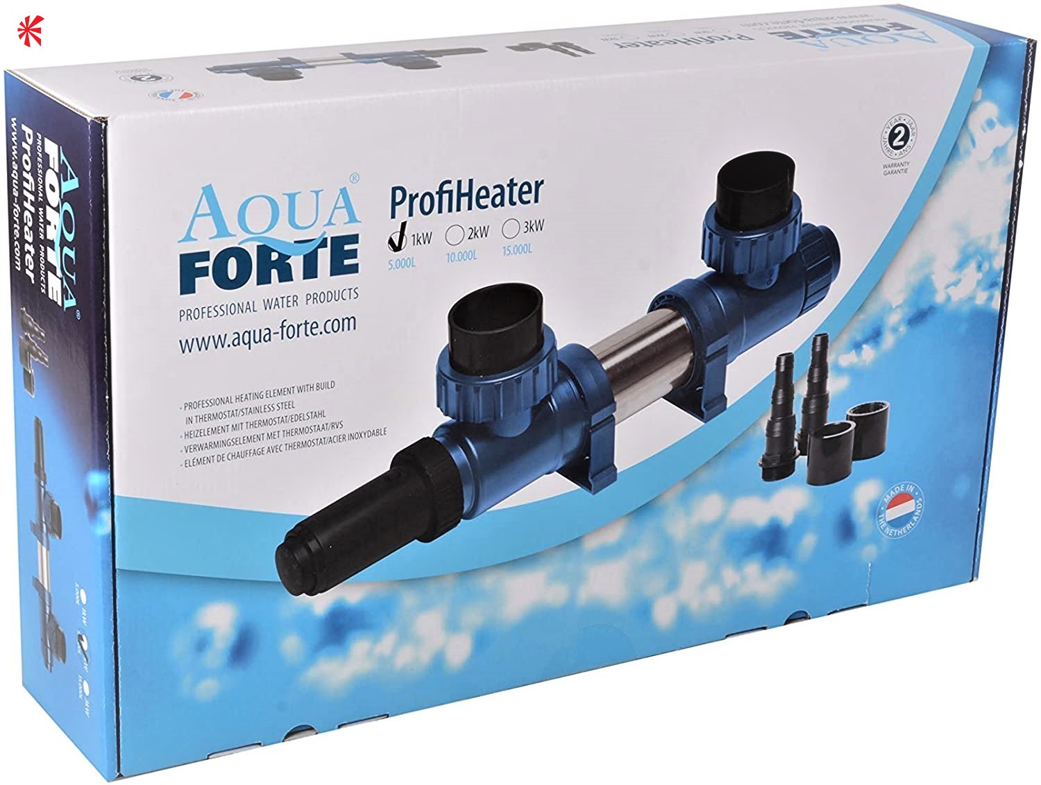 Aqua Forte Aquaforte Profi Heater 2KW With Thermostat Stainless Koi