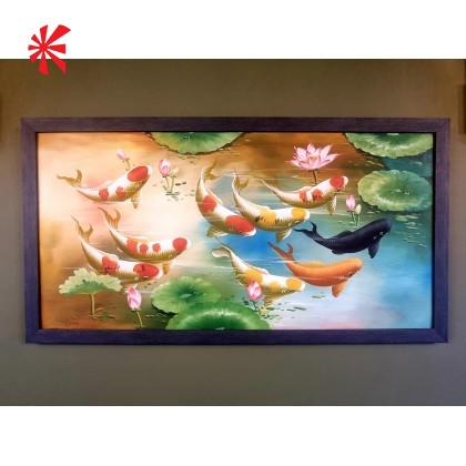 Japanese Koi Oil Painting Framed Japanese Koi Oil Painting Framed